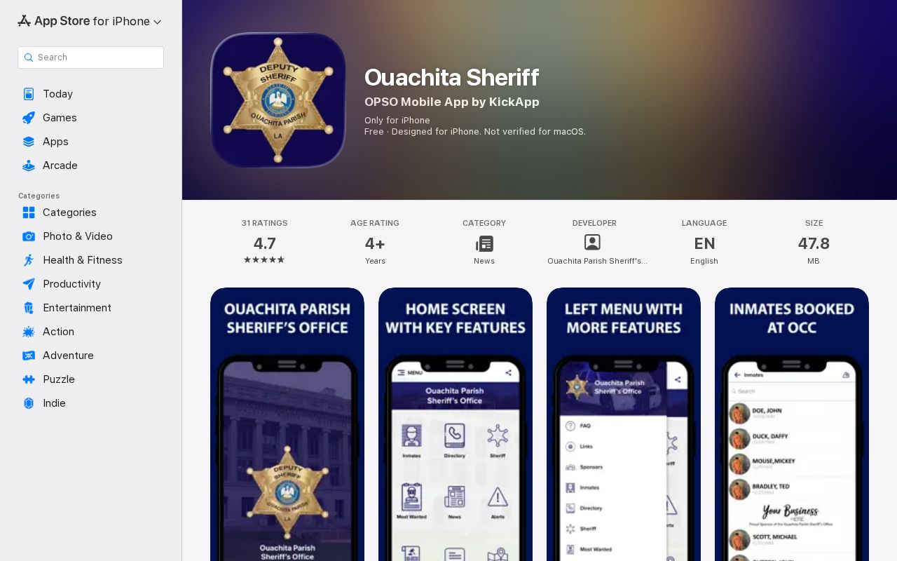 Ouachita Parish released inmate mugshot and named Sheriff app alert listing