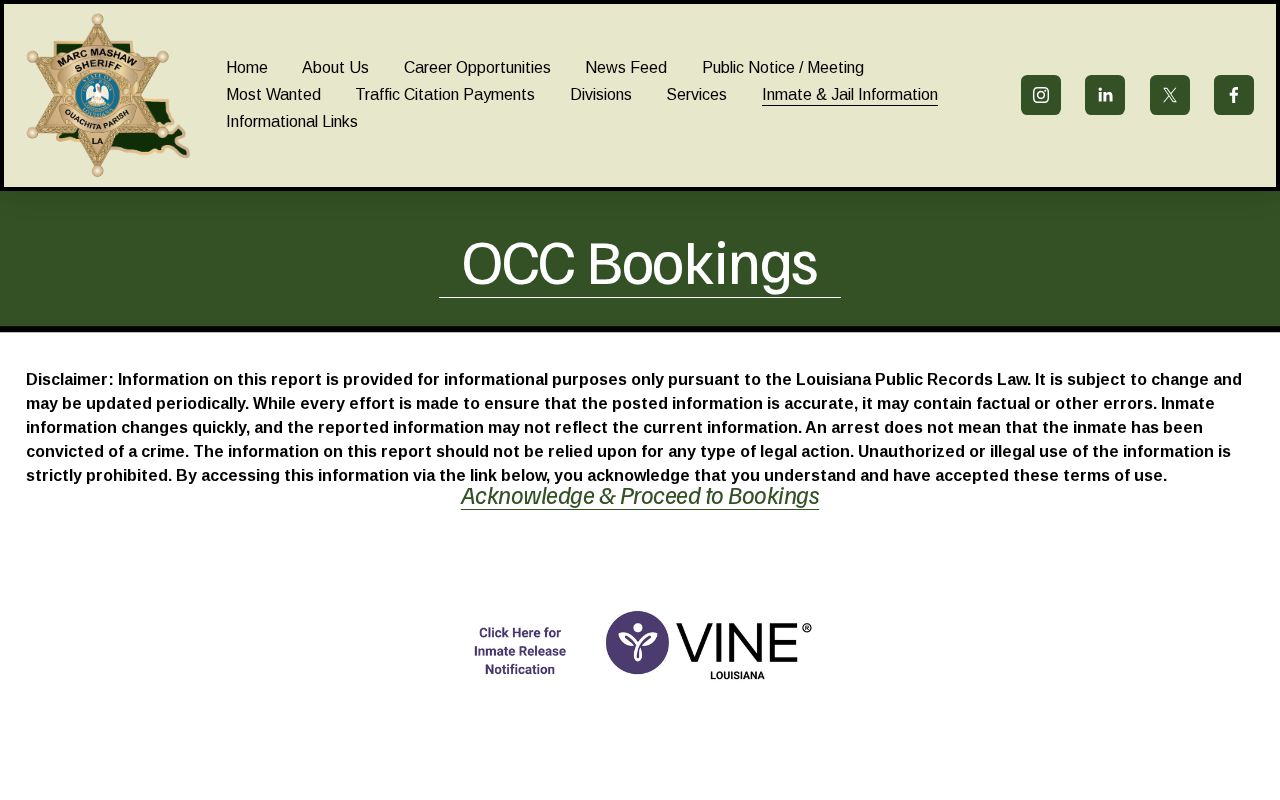 Ouachita Parish 72-hour release bookings gateway during reconfiguration
